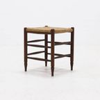Vintage French Oak And Rush Stool 1950S thumbnail 4