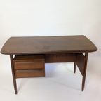 Iconisch Mid-century Teak Bureau – Tijseling Voor Hulmefa – Jaren ’50 – Cowhorn / Design Bureau / Retro Meubel thumbnail 10