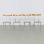 4X Dining Chair In Metal & Wood With Rattan Seats thumbnail 11