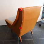 Vintage Fauteuil Oker Kleurig Skai, Jaren 50 thumbnail 4