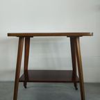 Vintage Plantentafel Bijzettafel Trolley Met Messing Inlay En Wieltjes thumbnail 15