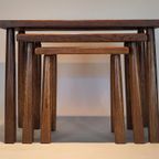 Vintage Eiken Houten Bijzettafeltjes Brutalist Set Tafeltje thumbnail 4