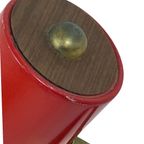 Red Desk Lamp - Faux Wooden Base Ans Accent - Brass Gooseneck thumbnail 4