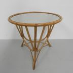 Rotan , Bamboe Salontafel Met Ronde Glasplaat thumbnail 6