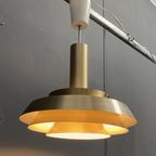 Metal Hanging Lamp Veb Brass Color And White 1960S thumbnail 5