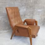 * Vintage Fauteuil Easy Chair Jaren 60 Cognac Skai thumbnail 2
