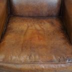 Grote, Comfortabele En Correct Afgewerkte Schapenleren Oorfauteuil In Een Goede Staat thumbnail 6