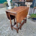 Antike Eikenhouten Hangoortafel, Sidetable, Bijzettafel, Af thumbnail 4