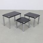 Nesting Tables In Chrome And Wood, Set/3 thumbnail 4