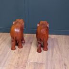 2x Antieke Houten Olifant P/st. thumbnail 5