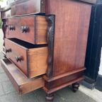 Antiek Engelse Mahonie 8 Ladenkast - Dressoir 180 Cm Breed thumbnail 9