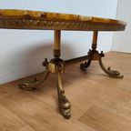 Vintage Ovale Messing Salontafel Koffietafel Met Marmer Blad thumbnail 13