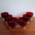 6 Vintage (Ijs)Coupes Of Dessert/Champagne Robijnrood Glazen Cavalier Luminarc Frankrijk thumbnail 7