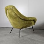 Vintage Set Franse Lounge Stoelen Fauteuils Limegroen thumbnail 6