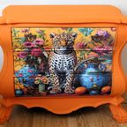 Grote Oranje Buikkast Met Panter, Eclectisch thumbnail 4