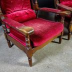 Antieke Fauteuils Met Rode Bekleding – Eiken thumbnail 9