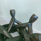 Bijzettafeltje Vintage Afrikaanse Kunst (5 Hoofden) thumbnail 5