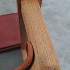 Brutalist Vintage Massief Eiken Stoel Arts & Crafts Leer thumbnail 3