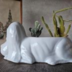 Vintage Witte Bloempot Hond Basset thumbnail 6