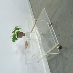 Space Age Plexiglas Trolley Met Messing, Tv Meubel thumbnail 5