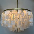 Vintage Design 60’S Capiz Hanglamp Kroonluchter Lamp Goud Frame thumbnail 2