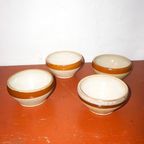 Big Beautiful Brown Striped Gres Bowls * Set Of 4 * Cereal Soup Salad thumbnail 5