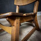 Set Van 2 Brutalist Massief Eikenhouten Fauteuils, Dittmann & Co, Awa Radbound 1960 thumbnail 4