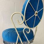 Vintage Vanity Chair / Barok Blauw Stoeltje / Kruk thumbnail 8