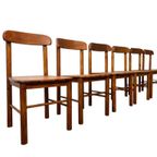 Set Van 6 Vintage Houten Zweede Stoelen In Pinewood thumbnail 9