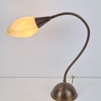 Vintage Art Deco Bureaulamp Koper Glas ‘50 Flex Neck Lamp thumbnail 3