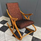 Rocking Chair By Ton In Black And Peach Fabric thumbnail 9