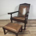 Antieke Kasteel Fauteuil/Chipperchair Inclusief Kruk thumbnail 2