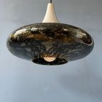 Mid Century Doria Leuchten Zwart Glazen Hanglamp - Space Age Hanglamp - Jaren '70 Glazen L thumbnail 9