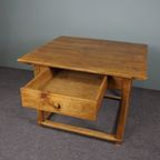 Antieke Massief Houten Pine Wood, Betaaltafel/ Eettafel Uit Midden 1800 thumbnail 9