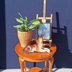 Antieke Vintage Wijntafel, Ronde Eikenhouten Bijzettafel thumbnail 3