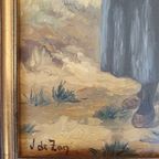 2 X Mother And Child In The Dunes, Signed / J. De Zon (lower Left ) / Oil On Wood thumbnail 5