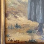 2 X Mother And Child In The Dunes, Signed / J. De Zon (Lower Left ) / Oil On Wood thumbnail 5