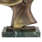 Art Deco Bronzen Sculptuur Afrikaanse Vrouw Groen Marmer Hagenauer thumbnail 6