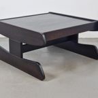 Vintage Wengé Salontafel Brutalist Postmodern ‘70 Hout Tafel thumbnail 2