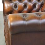 Prachtige Engelse Cognac Bruine Rundleren Chesterfield Fauteuil thumbnail 12