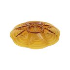 Ronde Amberkleurige Art Deco Fruitschaal Schaal Geperst Glas thumbnail 6