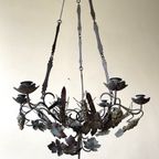 Antieke Kaarsen Oogstlamp Kerklamp Kaarsenkroon Met Druiven En Koornaren Messing Frans thumbnail 15