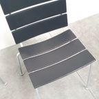 Giancarlo Vegni Fasem Italy Stripe Zadelleer Stoelen Vintage Design thumbnail 10