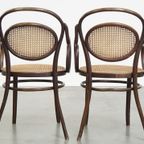 Zeer Elegante, Karaktervolle En Sierlijke Set Van 4 Art Nouveau Thonet Design Bistro Stoelen thumbnail 5