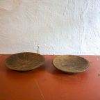 Two Antique Brown Wood Bowls Hand Carved Folk Art thumbnail 9