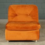 Midcentury Modulaire Zithoek/zitgroep – Velours Oranje – Jaren 70 thumbnail 13