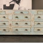 Unieke Brocante Toonbankkast – 12 Lades – Lichtblauw/wit/hout – Opgeknapt thumbnail 8