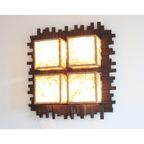 Large Tiki Style Wall Lamp In Wood And Fabric, 1970S. thumbnail 4