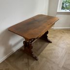Antique German / Alpine Trestle Table With Drawer thumbnail 12