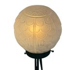 Art Deco - Table Lamp - Satin Glass Dome Resting On Wrought Iron Base - France - Ca. 1930’s thumbnail 6